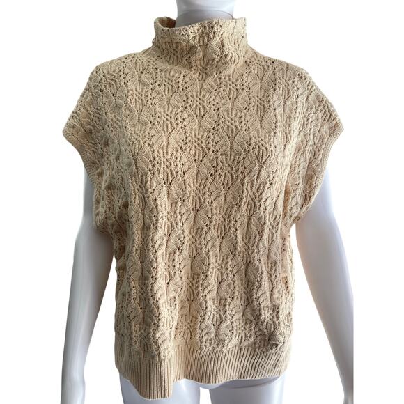 Free People Macadamia Cable Knit Mock Neck Sweater Vest – Size L NWT Nordstrom - Picture 1 of 11